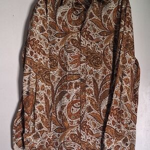 Elegant Perry Ellis Brown Paisley Button-Down Shirt